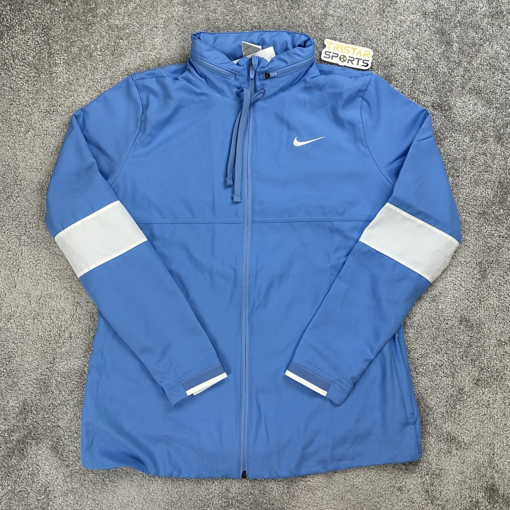 Nike Dri-Fit Full Zip Jacket Womens Large Blue Lightweight Hooded CJ1796-453